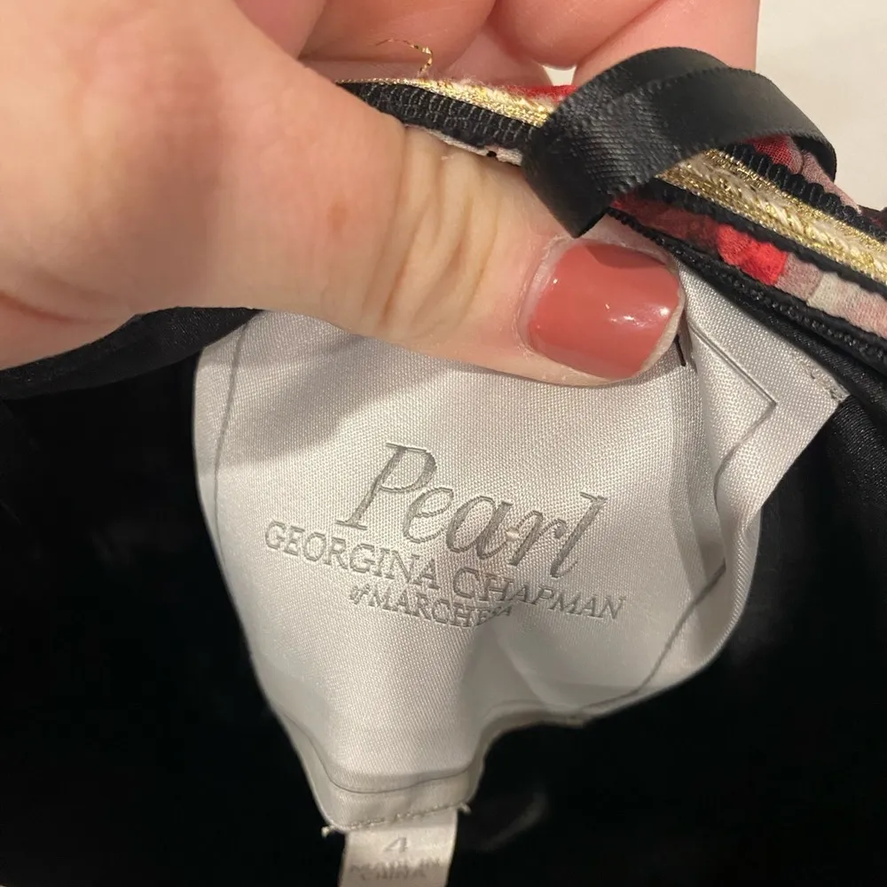 Pearl Georgina Chapman Marchesa Floral Gypsy Maxi Dress Size 4 EUC Black - Image 5