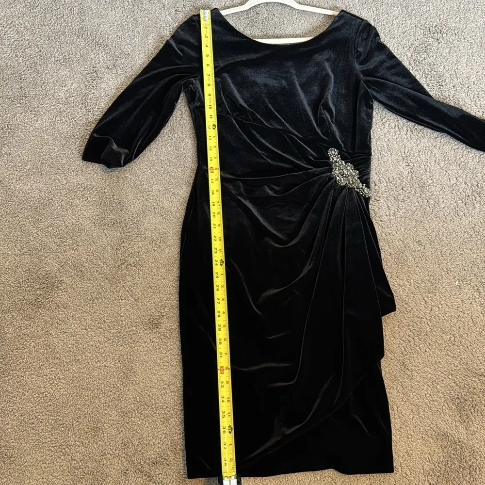 Alex Evenings Black Velvet Dress & Wrap Set Beaded Waist Size 10 Formal Cocktail - Image 11