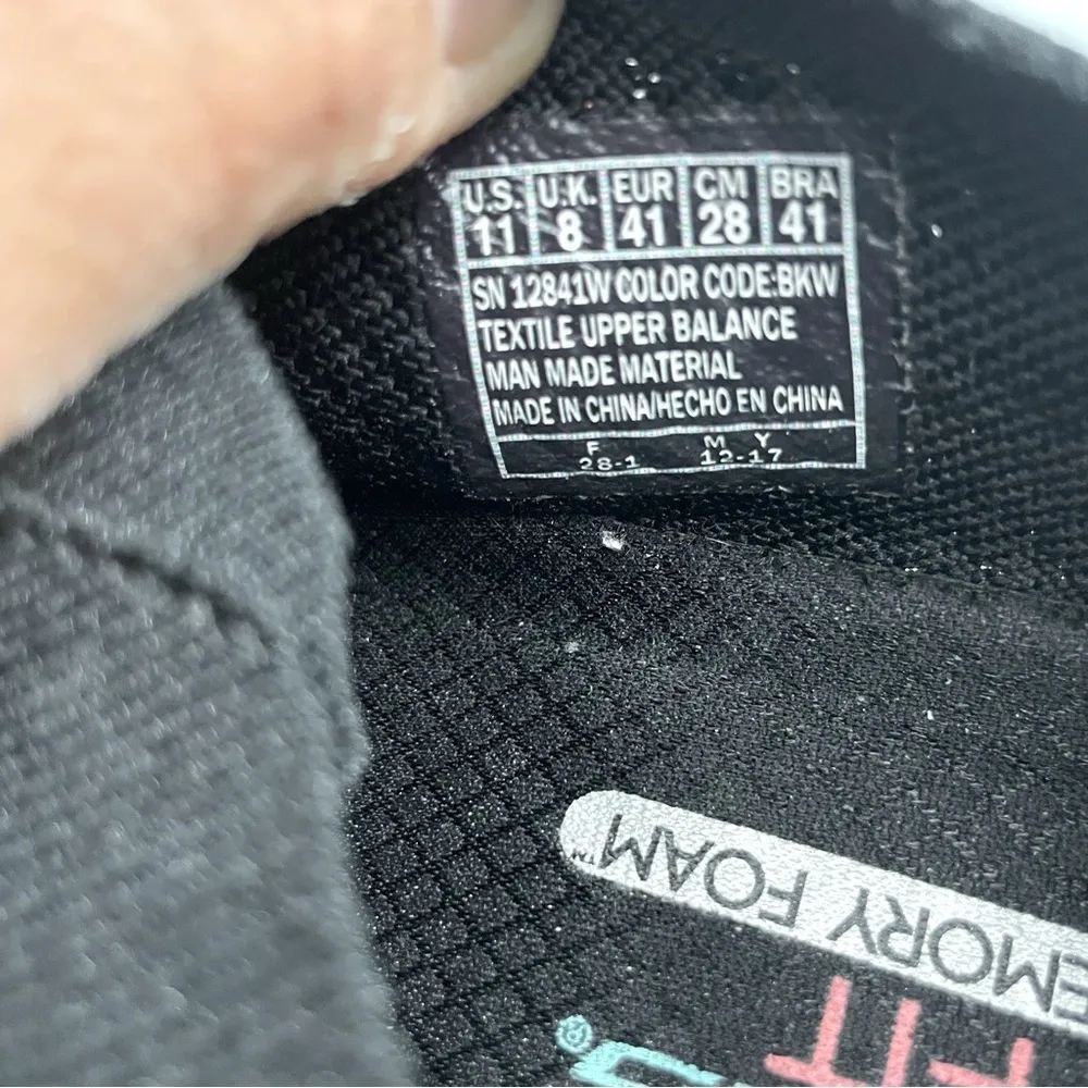 Skechers Black Stretch Knit Sneakers Memory Foam Slip On Faux Lace Up Size 11 - Image 9