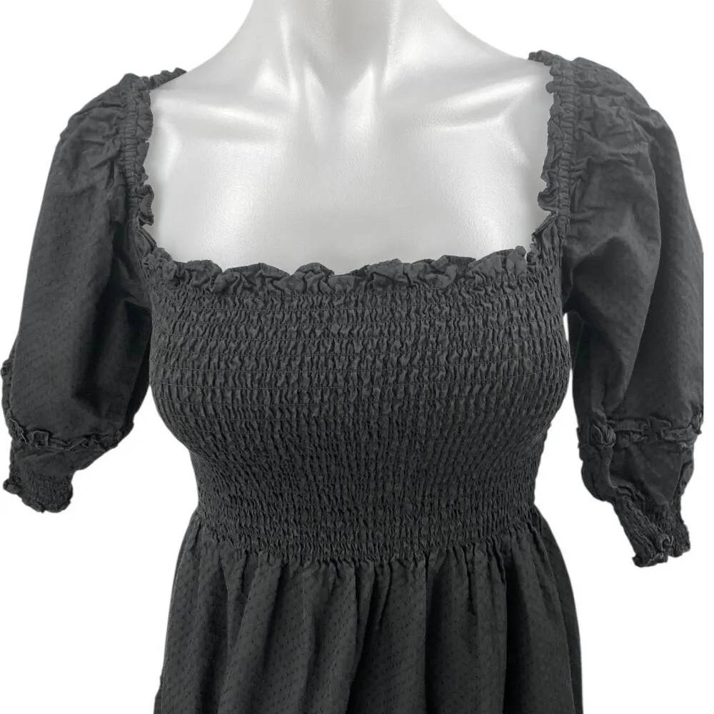 Hill House Home Nesli Black Puff Sleeve Smocked Tiered Midi A - Image 5