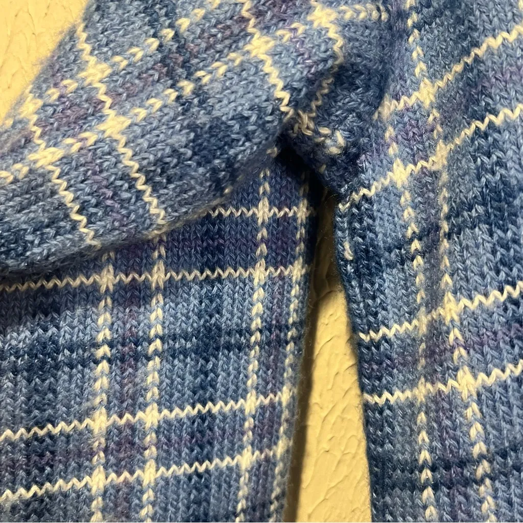 Pendleton Country Sophisticates Wool Blend Blue Plaid Cardigan Sweater size S - Image 8