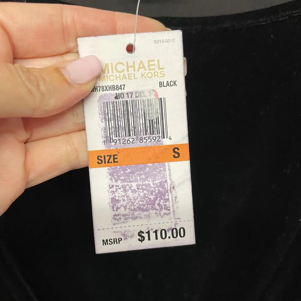 Michael Kors Black Velvet Jersey Twist Front Womenes Size Small Holiday - Image 12