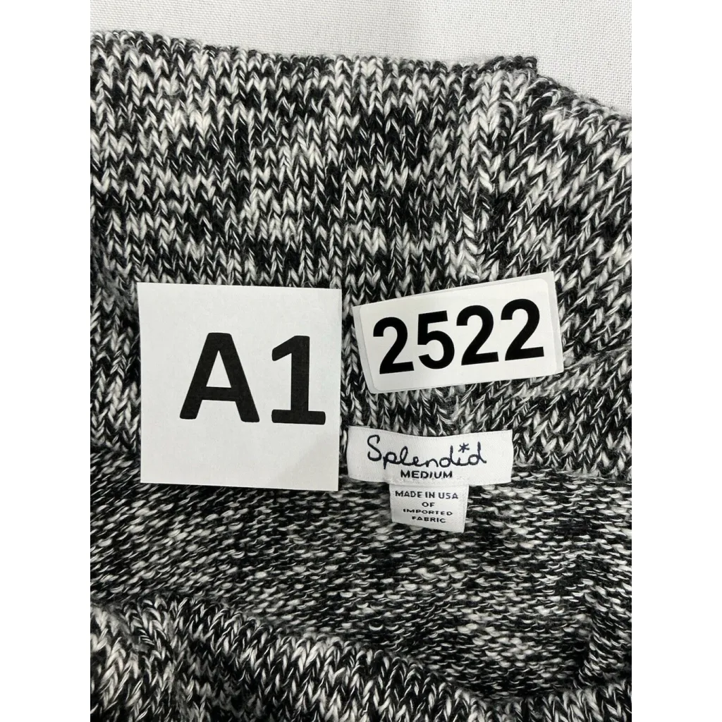 Womans Splendid Medium Pullover Black White Cowl Neck Knit Sweater - Image 3