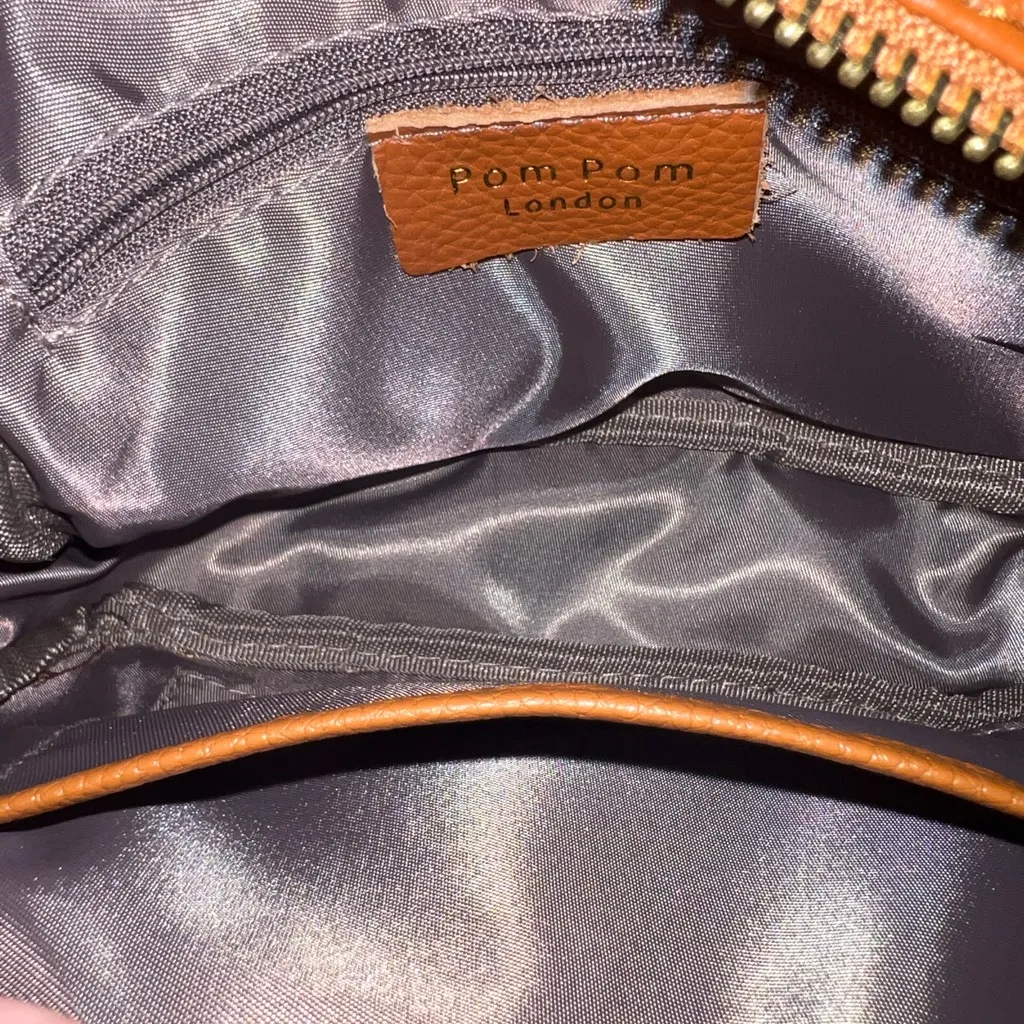 Pom Pom London Original Tan Brown Leather Crossbody Bag - Image 3