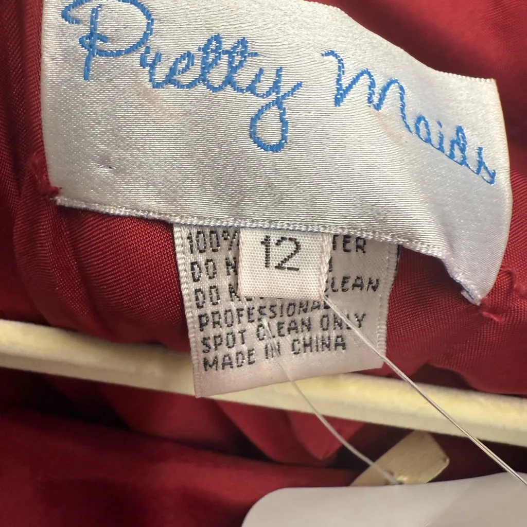 Pretty Maids One Shoulder Beaded Strap Cocktail Scarlet Mini Dress Vintage Red Size 12 - Image 5