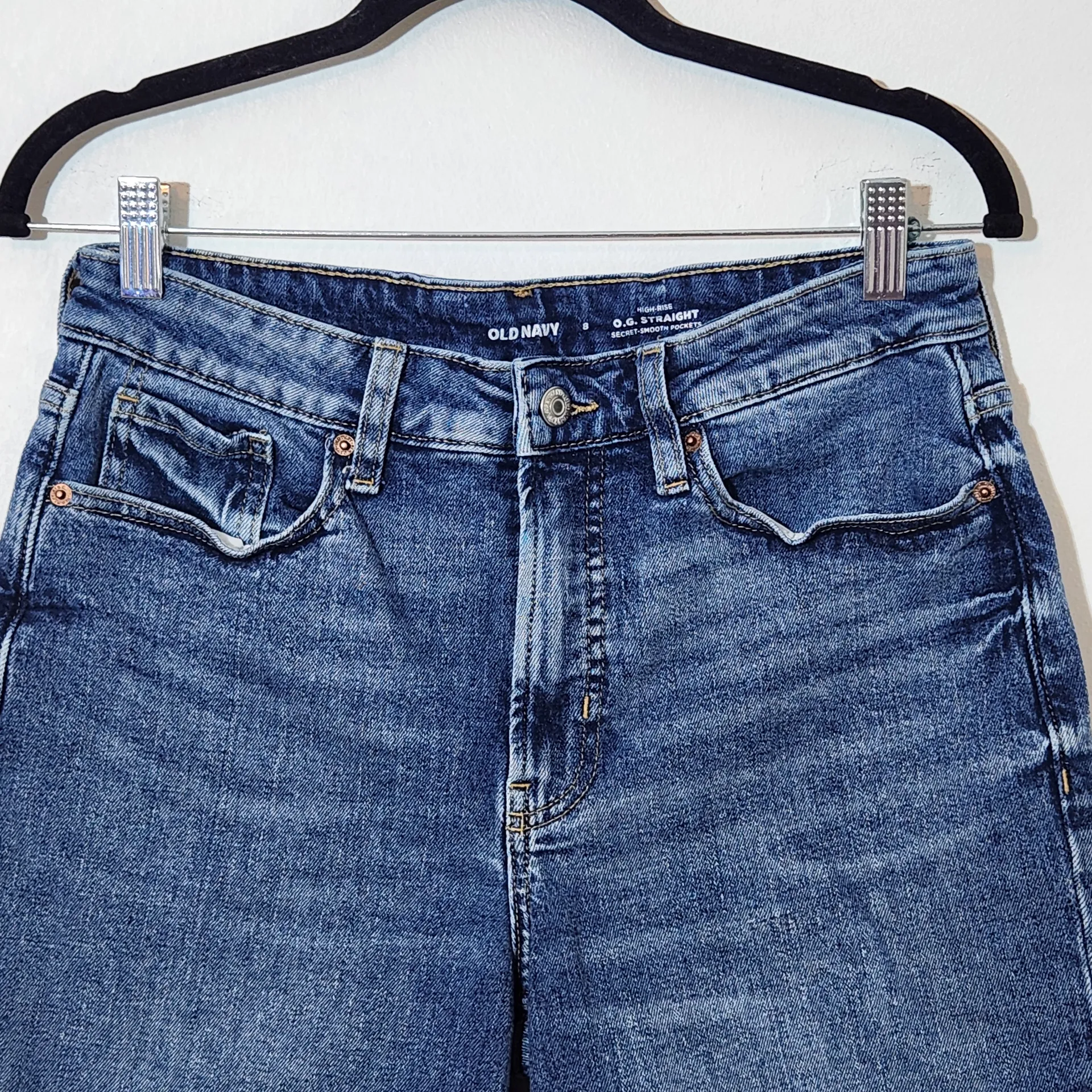 Old Navy Cuffed Jean Shorts Size 8 OG Straight High-Rise Denim Shorts - Image 4