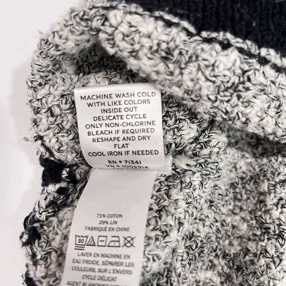 LL Bean Marled Gray‎ Black Mock Neck Linen Blend Ragg Pullover Sweater MEDIUM Gray - Image 10