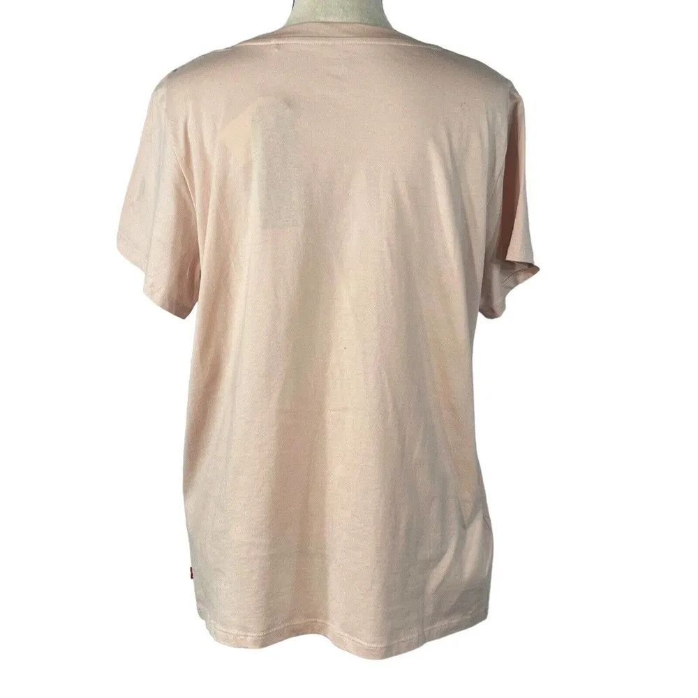 Levi's Women 1X-Large T-Shirt Top Stretch Short Sleeve 100% Cotton Logo Pink New - Image 3