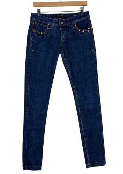 Vintage Rocawear Hannah Skinny Jeans Junior 9 Y2K Dark Wash Low Rise Embellished - Image 1