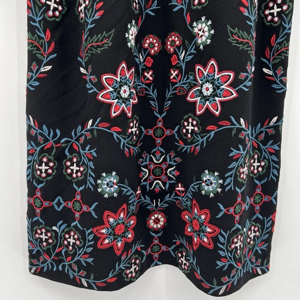 Zara Woman Floral Embroidery Embroidered Long Sleeve Midi Dress Black‎ Size XS - Image 8