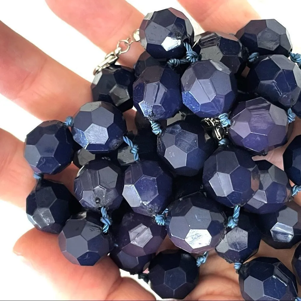 Long dark blue beaded necklace - Image 6