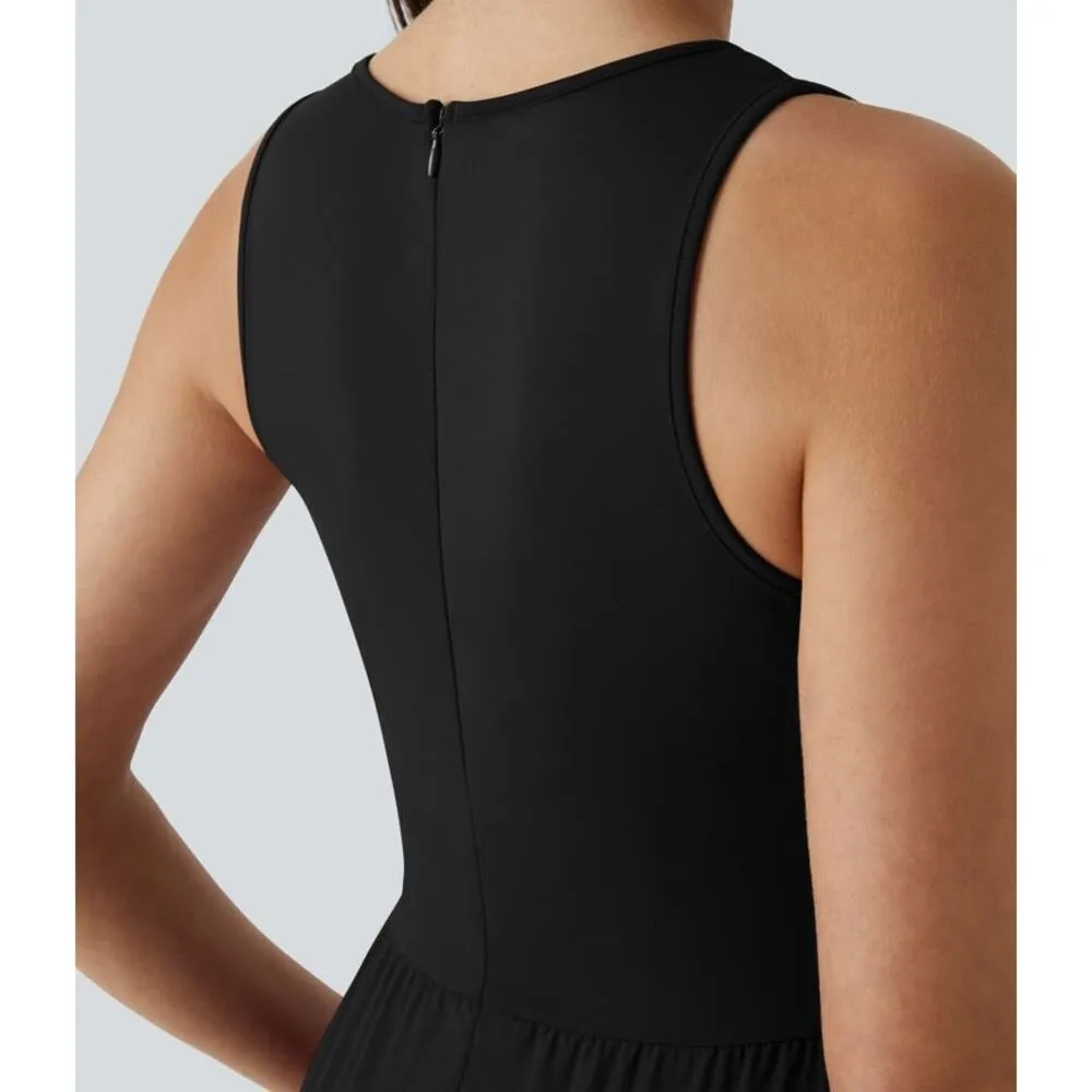 Halara Breezeful Zipper Sleeveless Pocket Contrast Quick Dry Jumpsuit Black M - Image 6