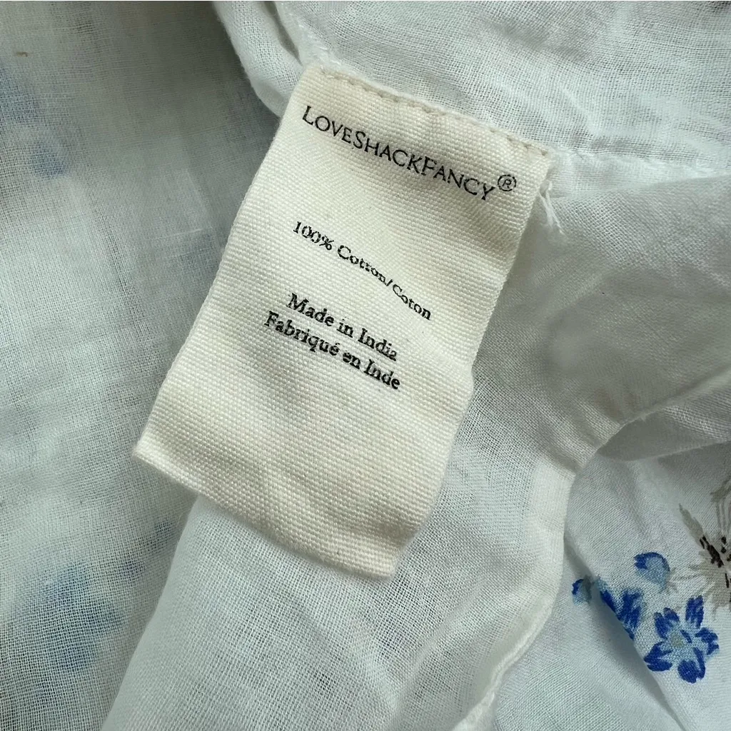 LoveShackFancy Becca Skirt brillant blue floral print sz M - Image 8