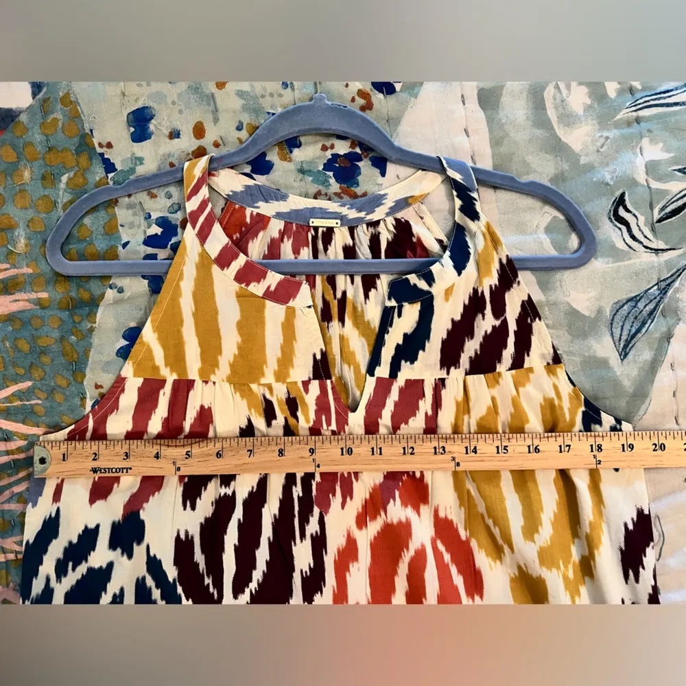 T TAHARI M Multicolor Sleeveless Maxi Dress Abstract Tiered Halter - Image 8
