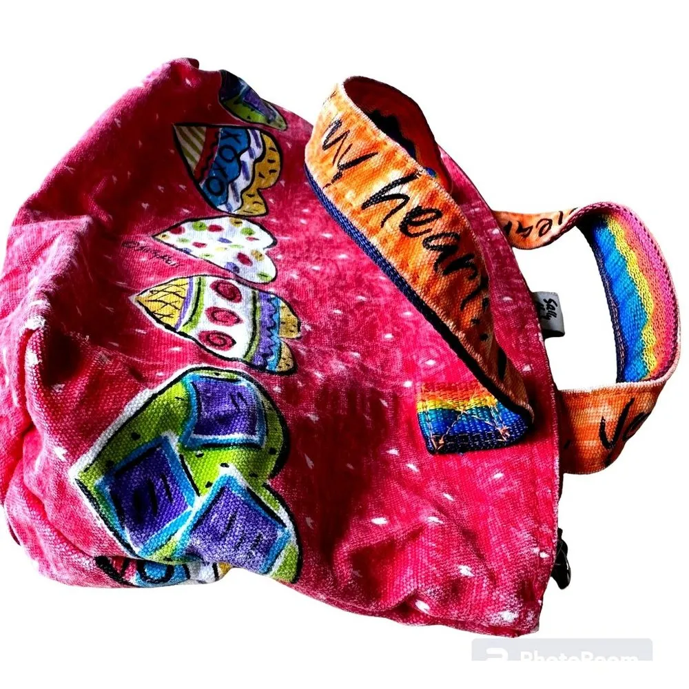 Vintage Sally Huss Canvas Tote Bag Love You With My Hearts Red Sun N Sa… - Image 7