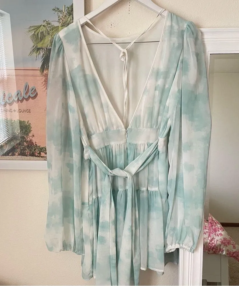 LDT Tie Dye Mini Dress Blue Size 8 - Image 8