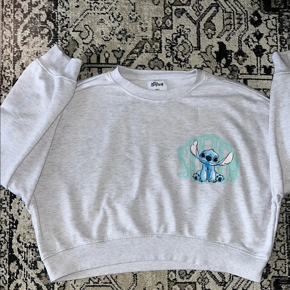 Disney Gray Crew Neck Sweater with Stitch Design - Image 8