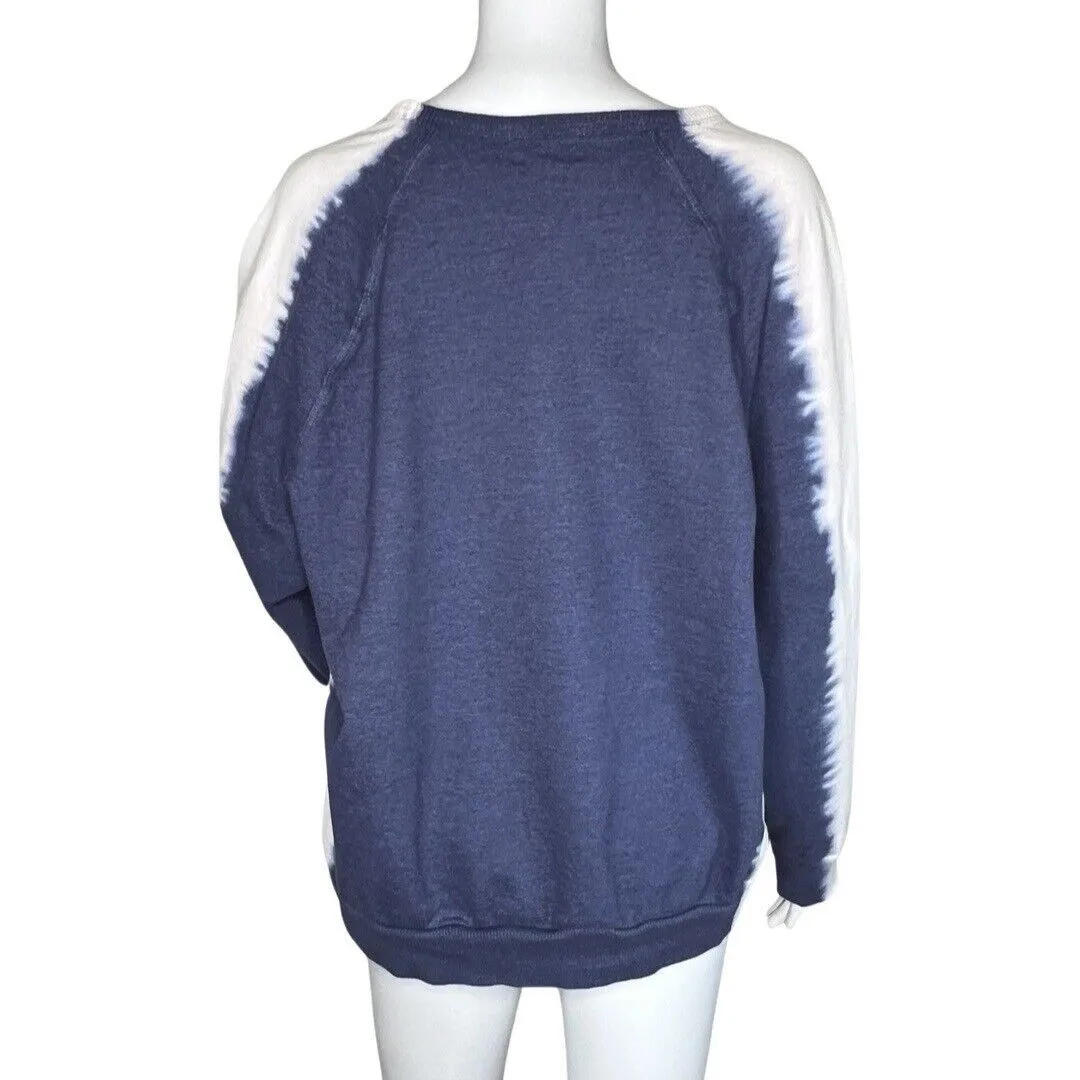Universal Thread Sweatshirt Women Medium Blue White Crew Neck Basic Casual Comfy Size L - Image 4