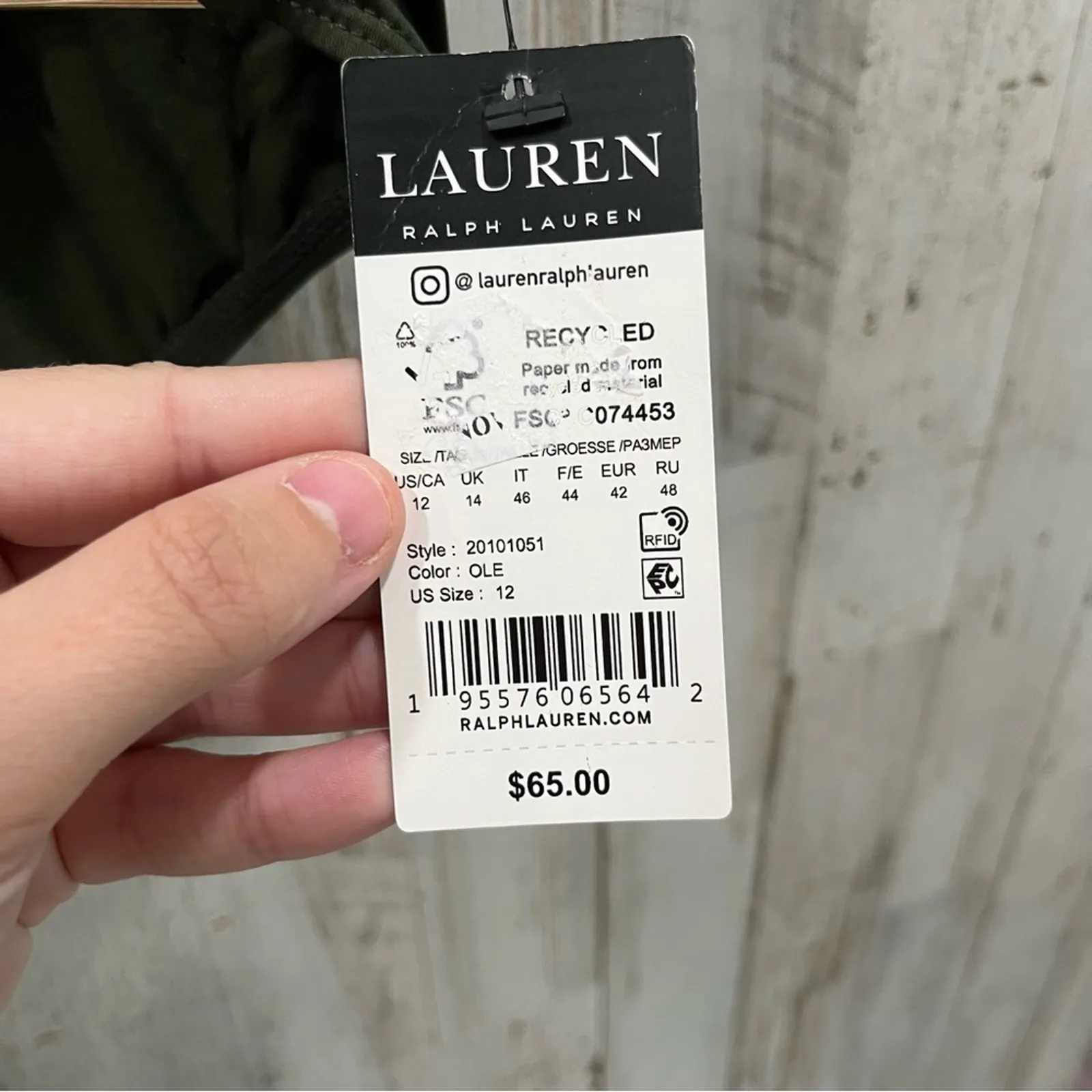 New Lauren Ralph Lauren Beach Club Solids Hipster Bikini Bottom Olive Green - Image 3