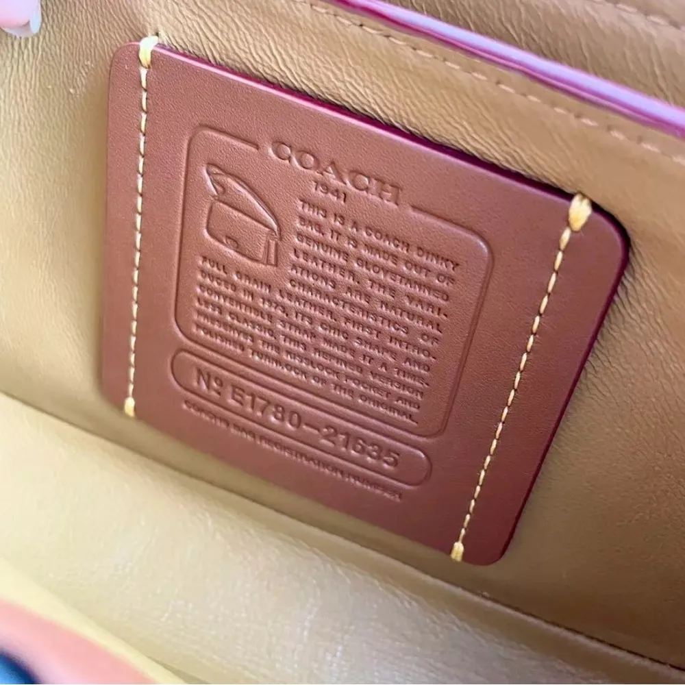 Coach Dinky Glovetanned Leather Chalk White Cherry Print Clutch Crossbody 21635 - Image 9