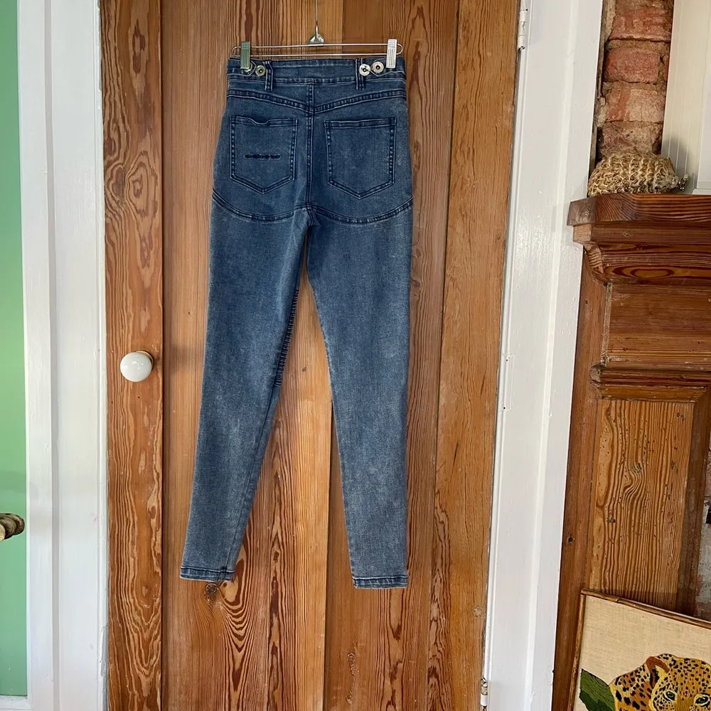 ✨ Maniere De Voir ✨ Super Stretch Moto Style Skinny Jeans ~ Size 6 💛🍄 - Image 4