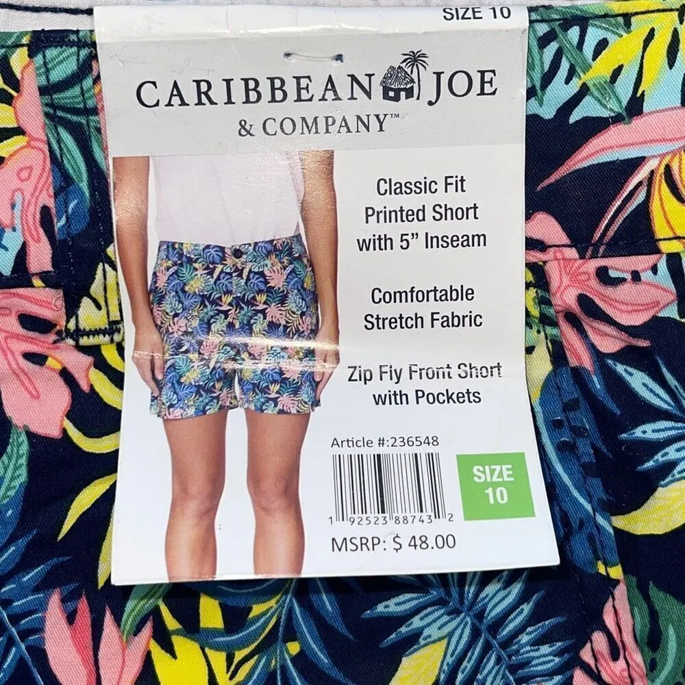 Caribbean Joe & Company Womens Printed Classic Fit Stretch Shorts Multi 10‎ NWT - Image 4