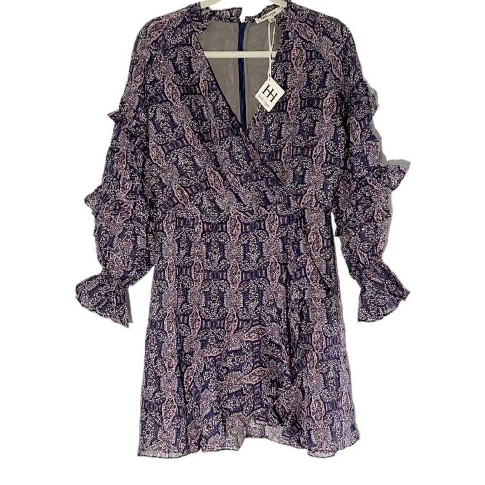 Haute Hippie Silk Lavender Blue Ruffle Mini Dress Size 8 NEW WITH TAGS 498.00 - Image 2