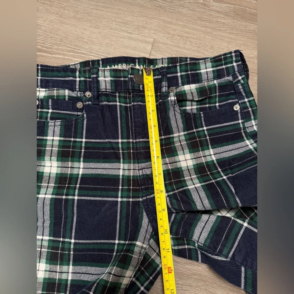 American Eagle Outfitters Green and Blue Plaid Bootcut Pants - Image 7