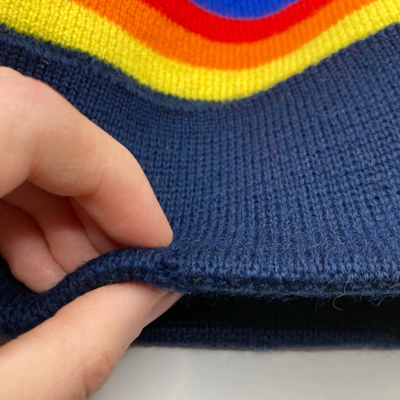 Unbranded Adult S/Youth L Blue Retro Stripe Knit Beanie FLAW Ski Outdoors Trail - Image 4