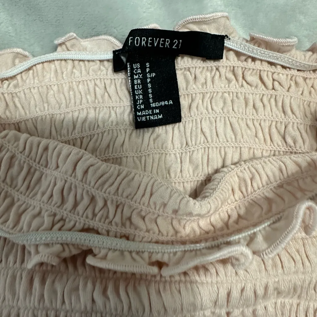 Forever 21 Pink Ruffled Smocked Tube Top - Image 4