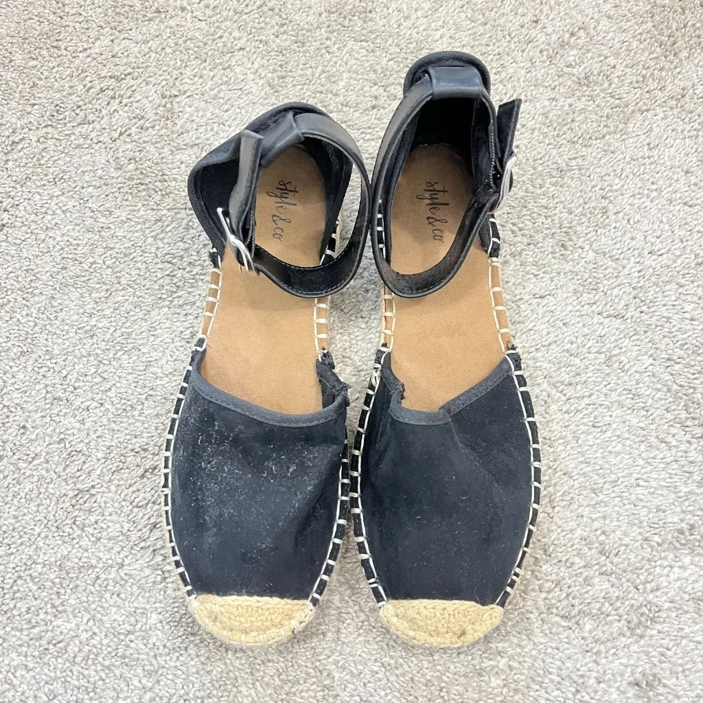Style & Co Size 6.5 Black Paminaa Flat Ankle Strap Espadrille Sandals - Image 4