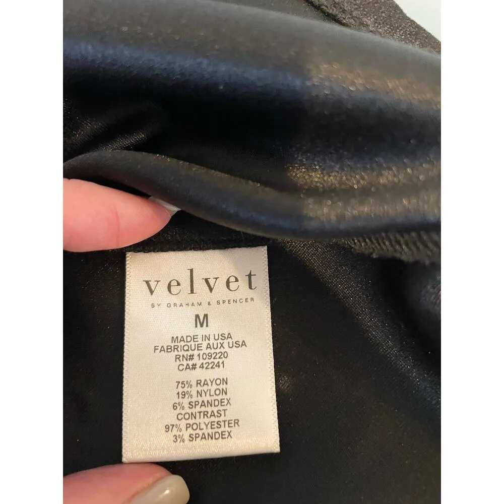 Velvet by Graham & Spencer black stretchy mini dress faux suede detail size M Size M - Image 8