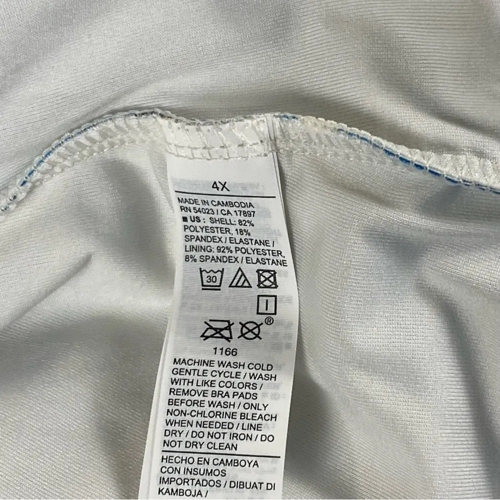 Old Navy Swimsuit Women Plus 4X White Blue Brown Floral One Shoulder One Piece - Image 6