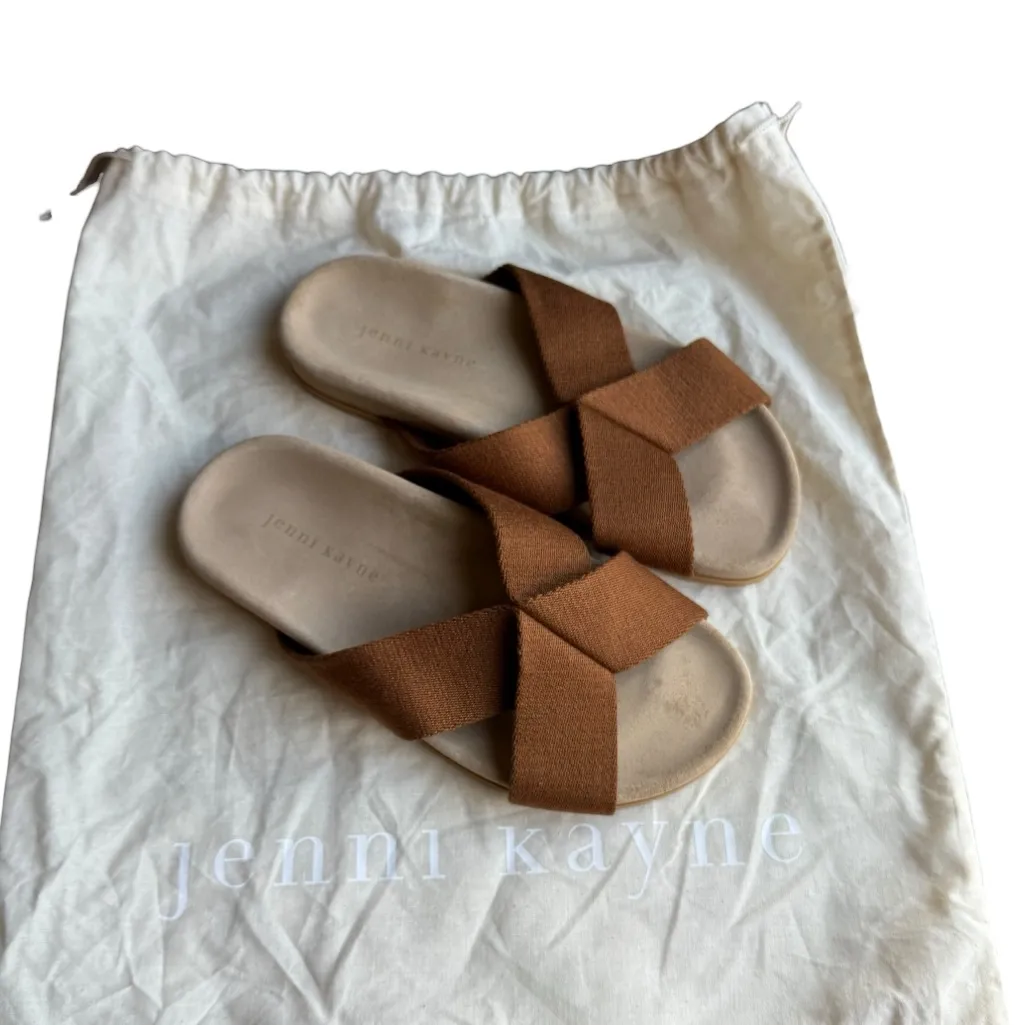 Jenni Kayne - NWOB Cotton Crossover Sandals Walnut Brown Slides Sz EU 36 - Image 8