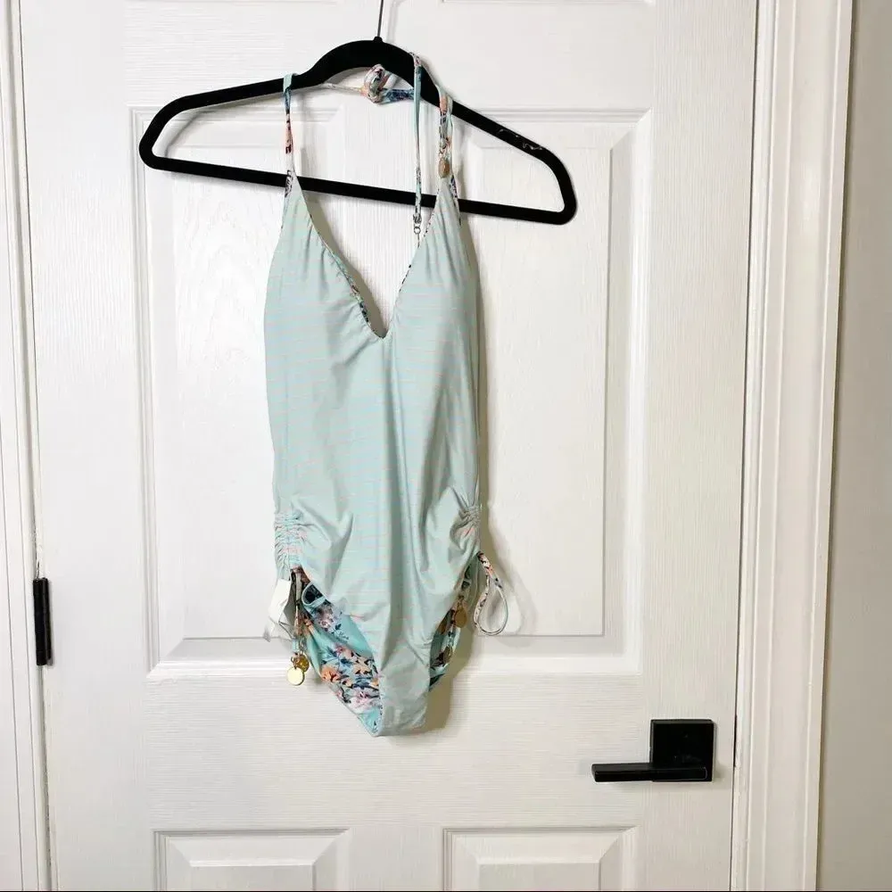 Seafolly Reversible Vintage Wildflower V-Neck Maillot‎ One Piece Swimsuit Size 4 - Image 7