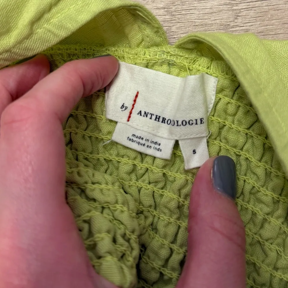 Anthropologie Lime Green V Neck Top - Image 3