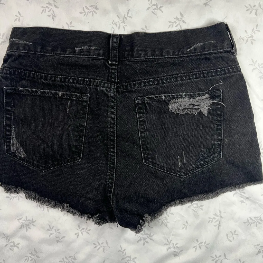 Express Black Ripped Jean Shorts - Image 2