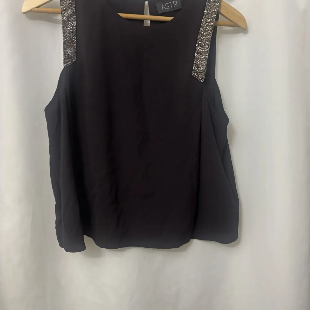 Astr Black Tank Top with Glitter Straps - Image 4