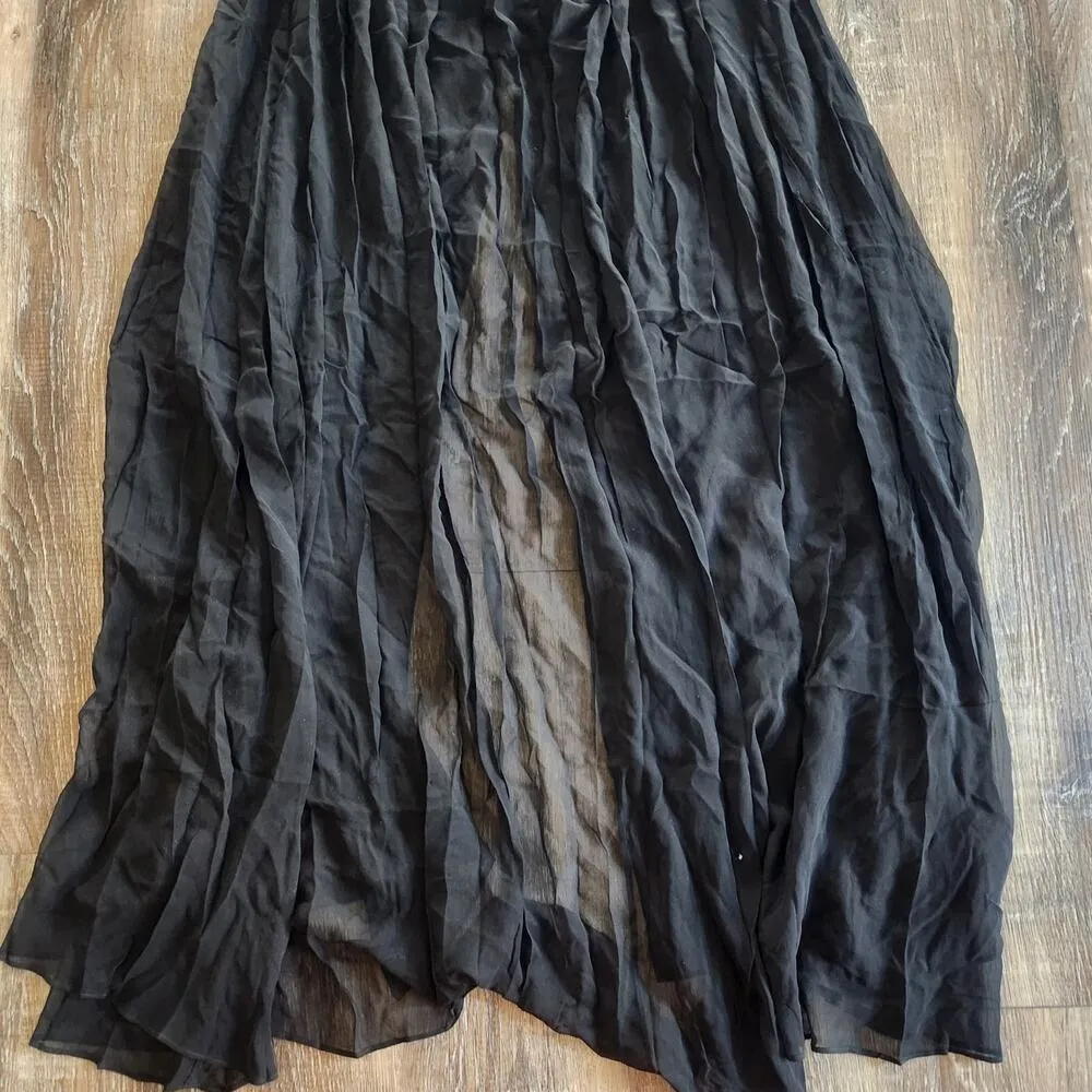 Retrofete Angela Dress Black Silk Size XXS Long Sleeve Sheer NWT V Neck - Image 10