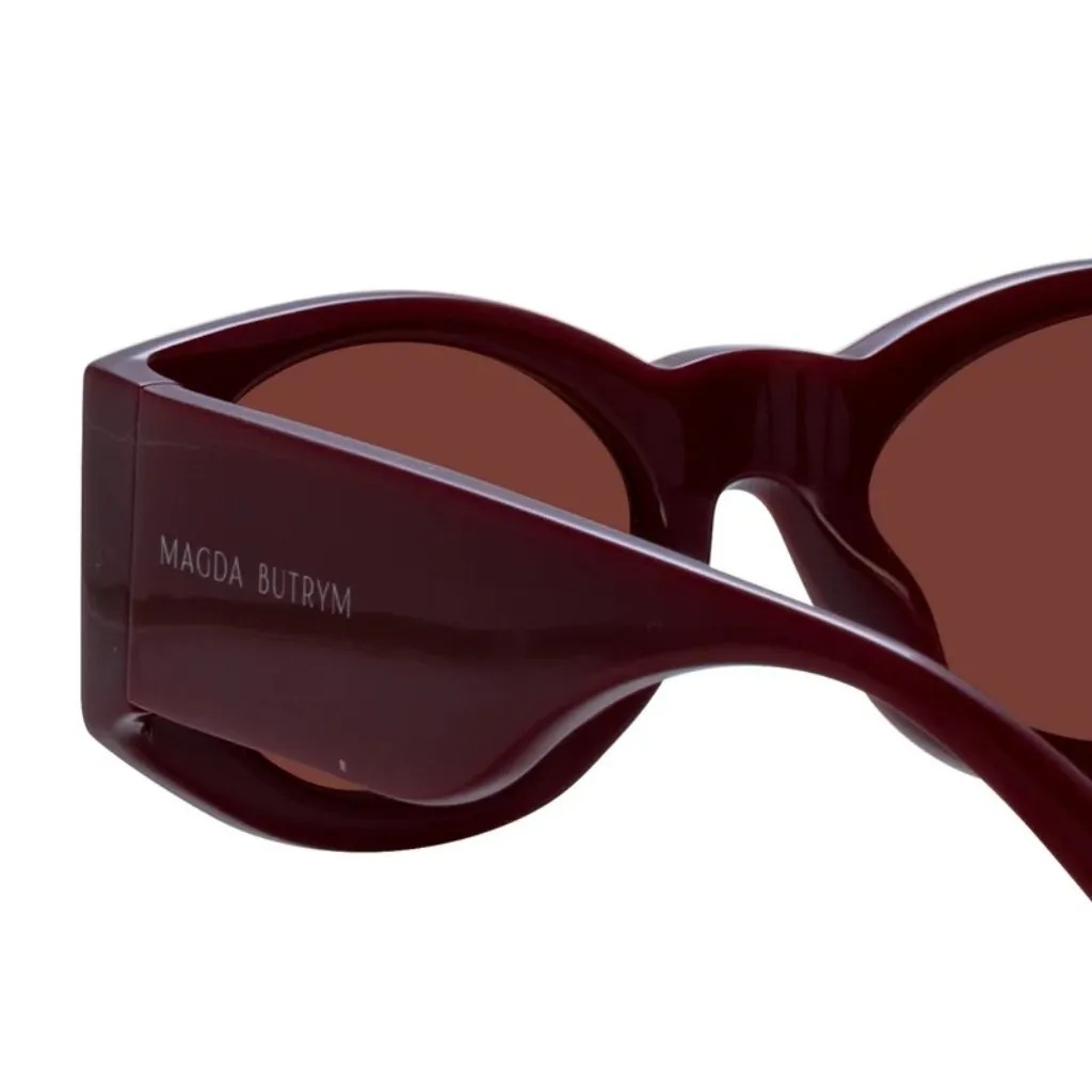 Magda Butrym Round Sunglasses in Burgundy & Silver New Womens Sunnies Red - Image 3