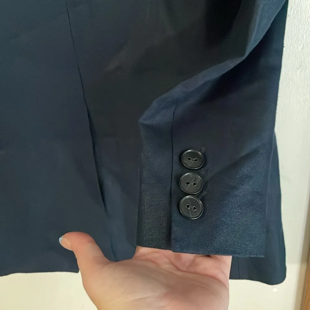 AYR  Coup Blazer Navy Linen Notched Long - Image 9