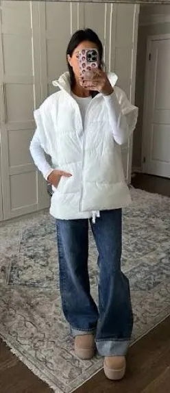 Free People Movement In a bubble White Puffer Vest Size S - Image 1