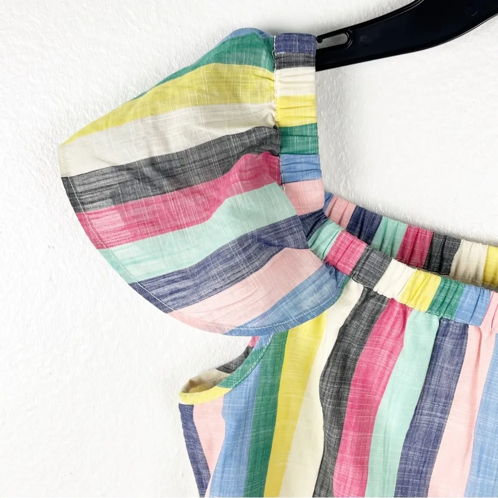 J. CREW Factory 100% Cotton Multicolored Striped Lined On Off Shoulder Dress 2 - Image 7