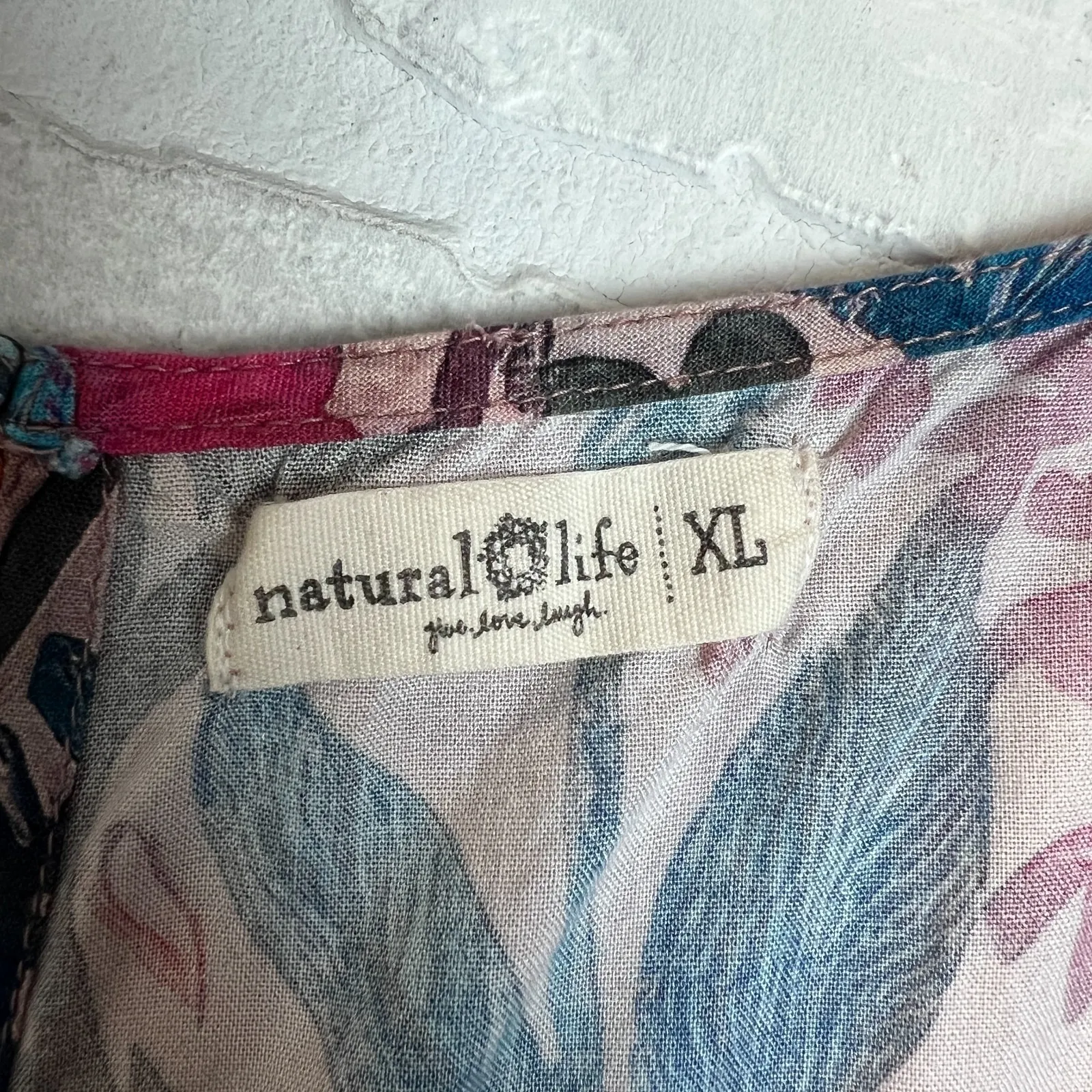 Natural Life Jumpsuit XL Pink Floral Wide Leg Boho Feminine Colorful Hippie - Image 10