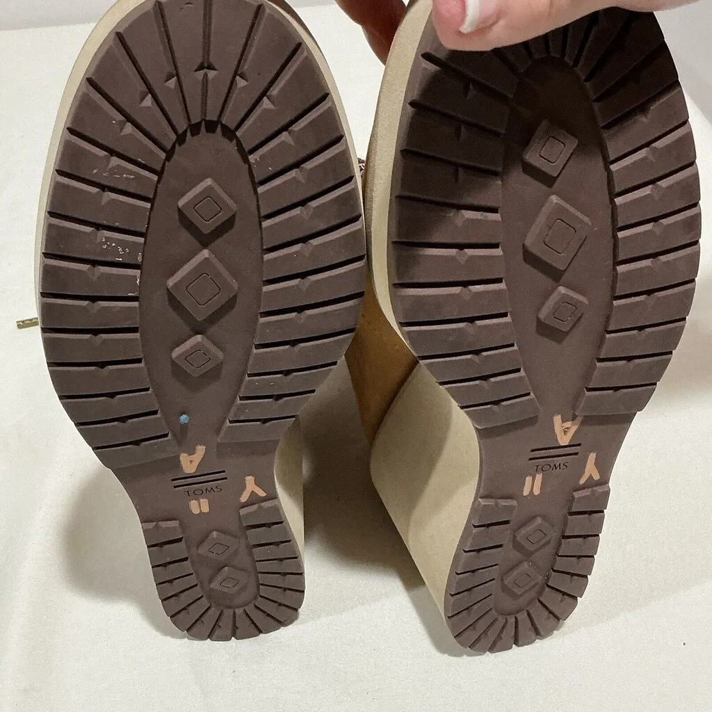 Woman’s Tom’s Size 9 Wedge Heel Bootie Chestnut Brown Suede Stk#709 - Image 9