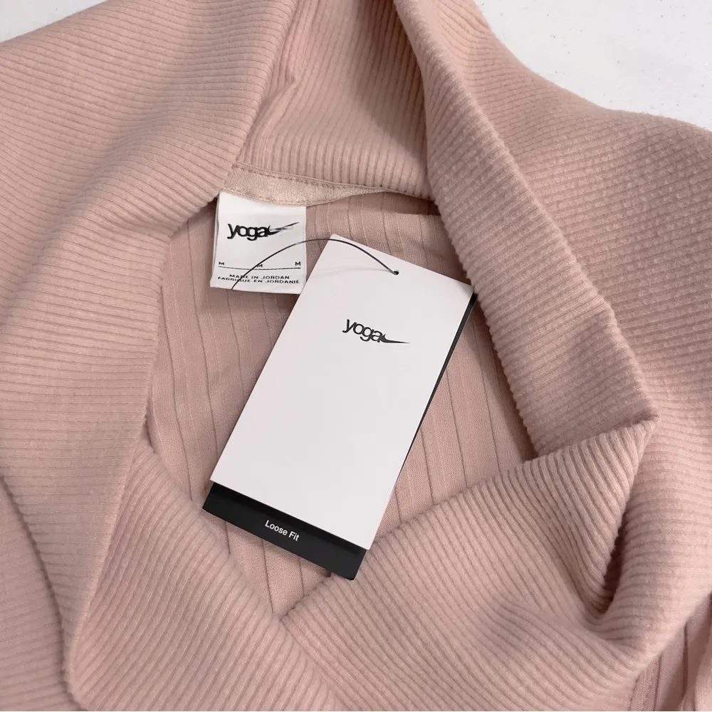 Nike Yoga Top Womens M Pink Luxe Ribbed Cover Up Long Sleeve Workout NEW - Image 8