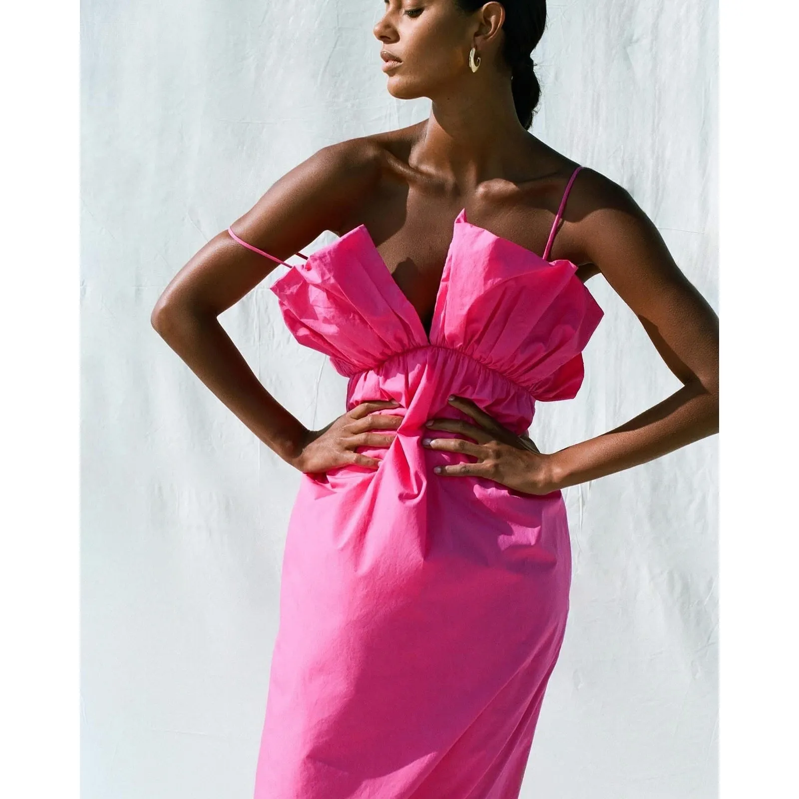 Mara Hoffman Raquel Dress size 8 Organic Cotton Maxi hot pink - Image 2