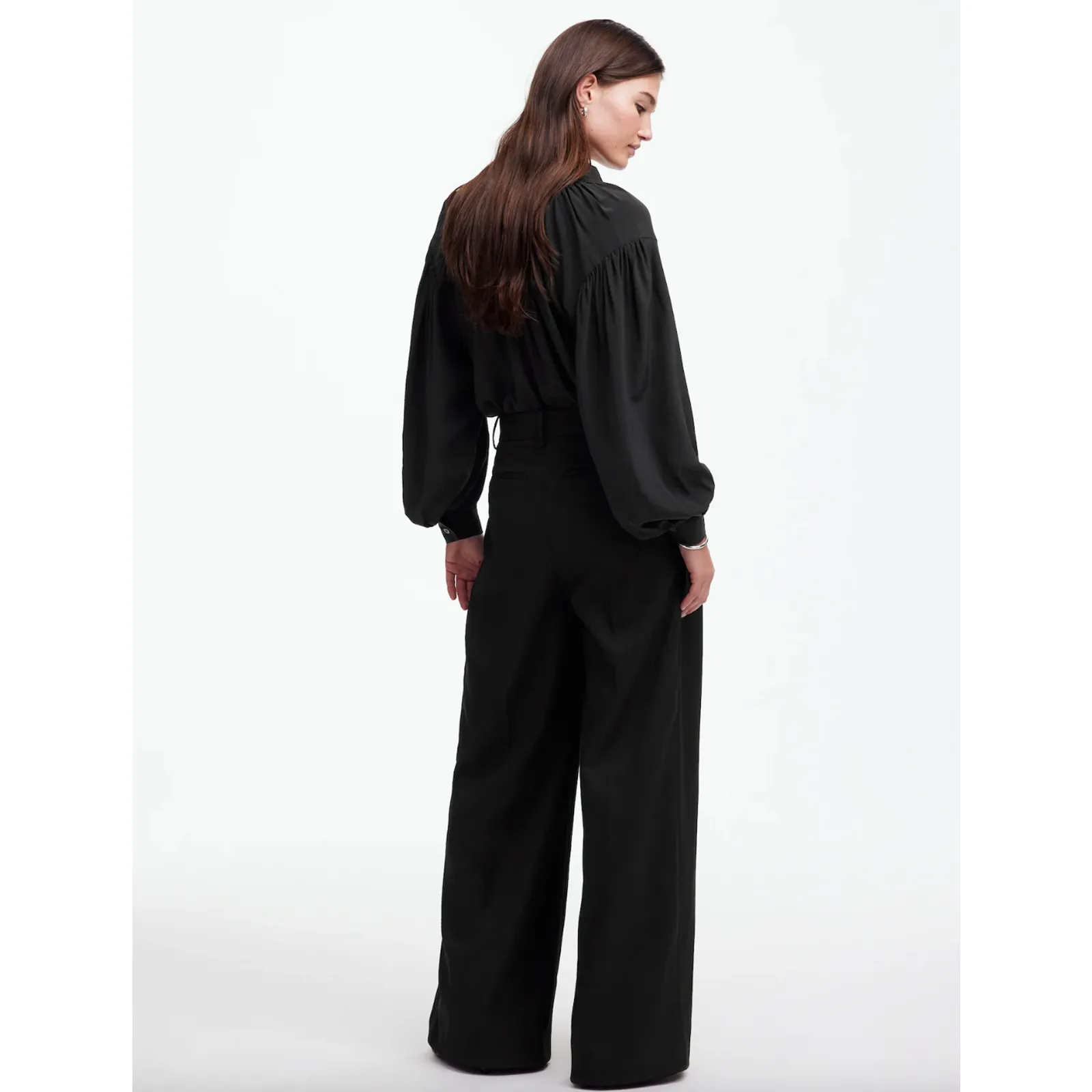 Madewell The Harlow Superwide Leg Trouser Brushed Twill Black High Rise US 4 NWT - Image 3