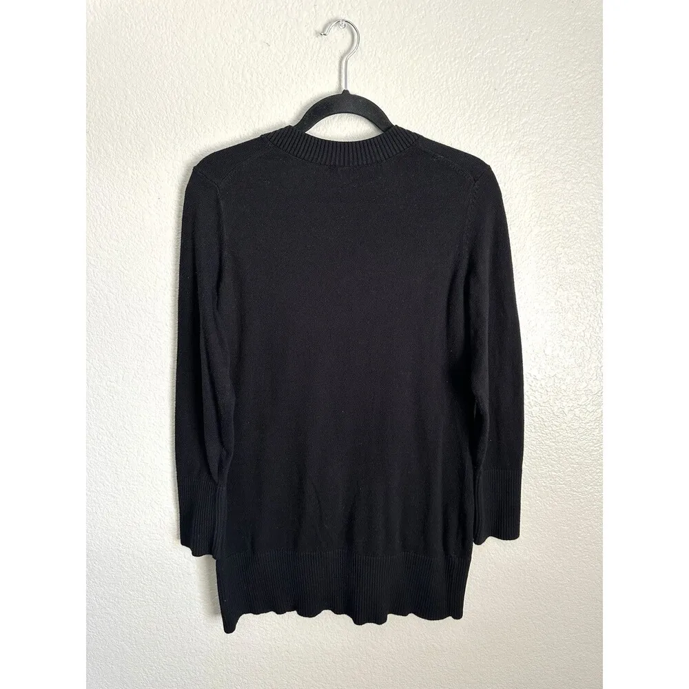 J. Jill Silk Blend Cardigan Women's Size Medium Button Front Long Sleeve Black - Image 2