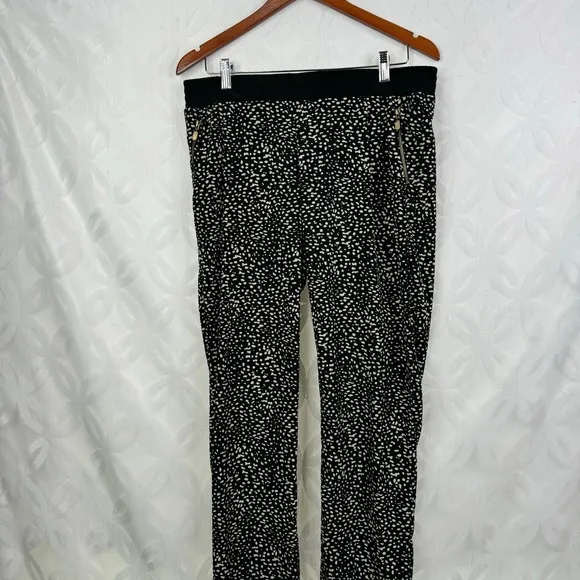KUT from the Kloth Black White Dotted‎ Print Relaxed Fit Pants Women's Size 6 - Image 4